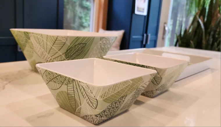 Serving Tray & Bowls Set - Leaf Pattern - Acrylic thumbnail