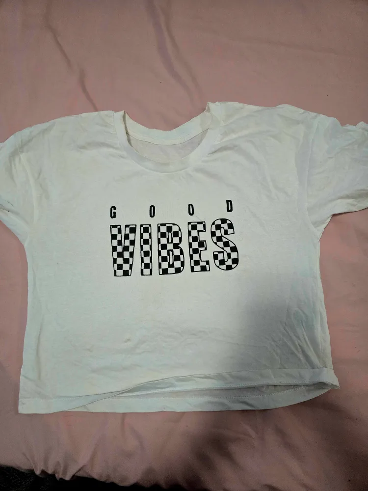 White Crop Top - Good Vibes thumbnail