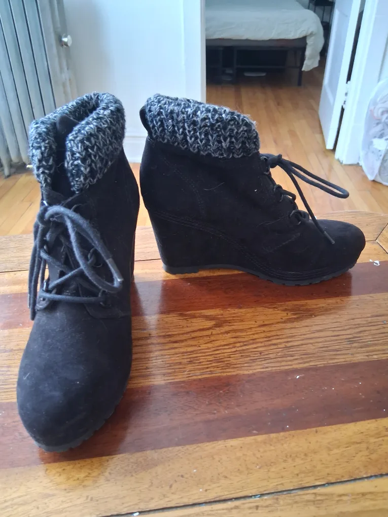 Black Wedge Heel Ankle Boots image indicator(2)