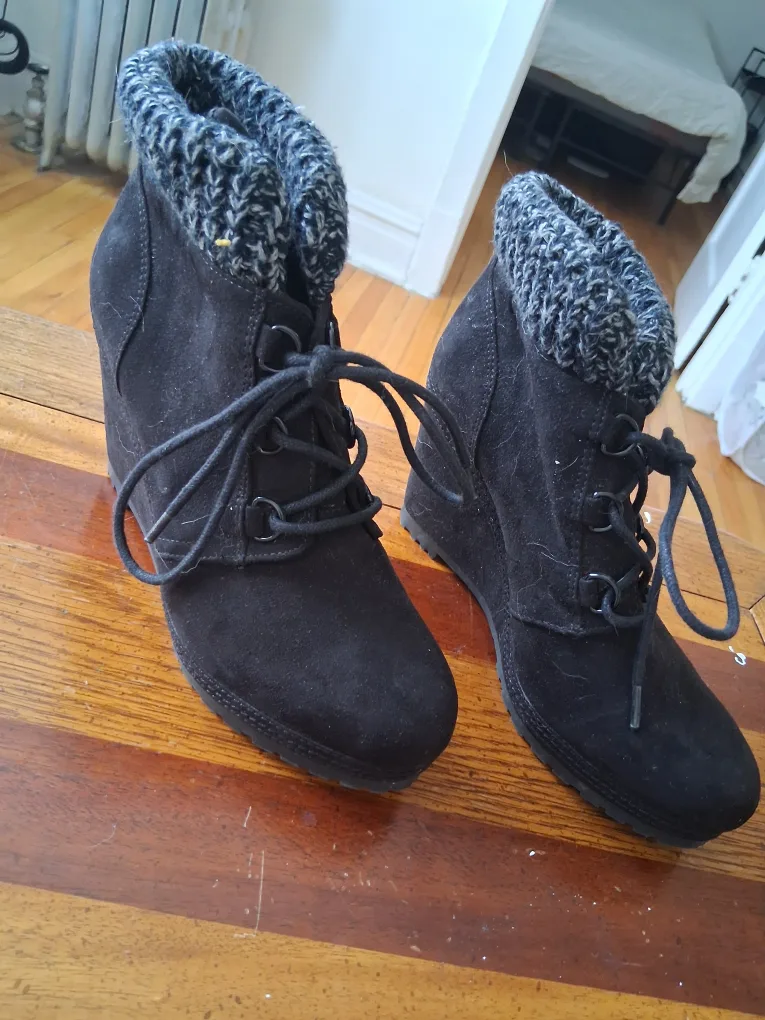 Black Wedge Heel Ankle Boots image indicator(3)