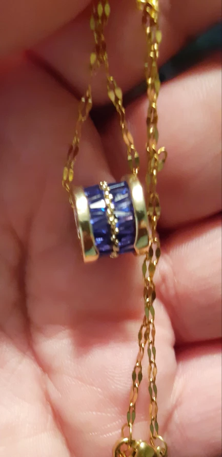 Gold Chain Necklace with Blue Stone Accent - photo 4