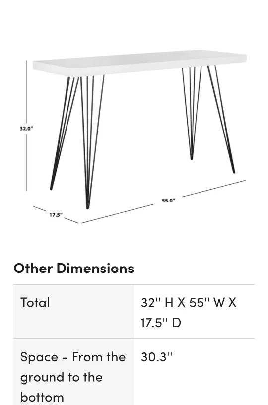 Sleek White Console Table, 55" Wide image indicator(4)