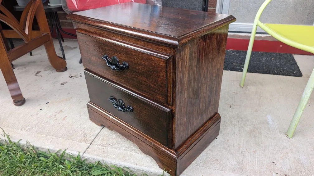 Wood Nightstand with 2 Drawers - Dark Brown thumbnail