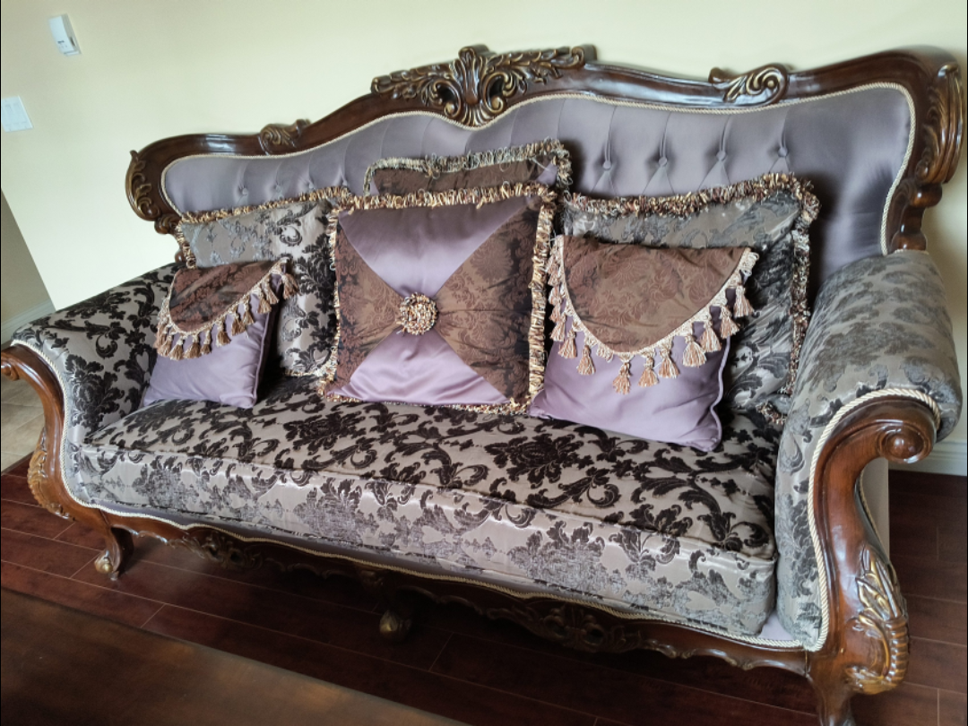 Ornate Sofa + loveseat+ side table with Pillows - photo 2