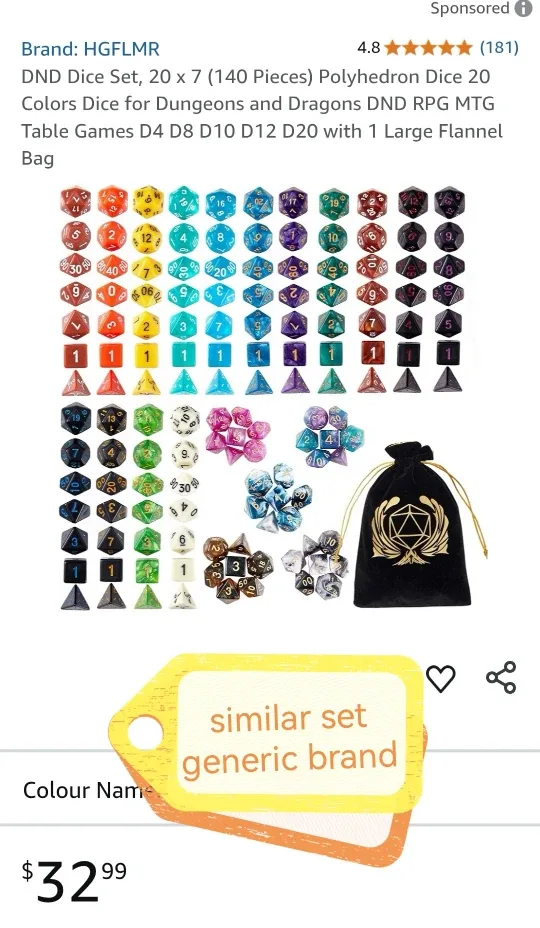 HGFMLR DND Dice Set - 140 Pieces thumbnail