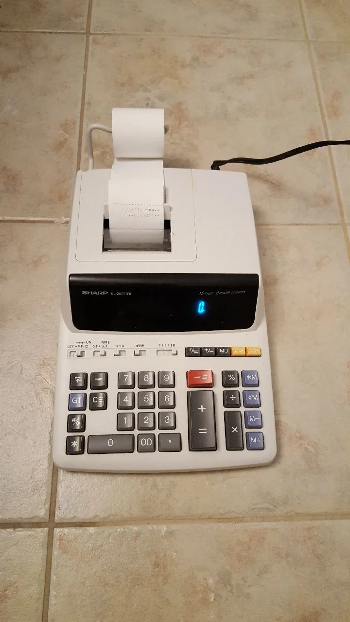 Sharp - 12 Digit Printing Calculator and Printing Rolls thumbnail