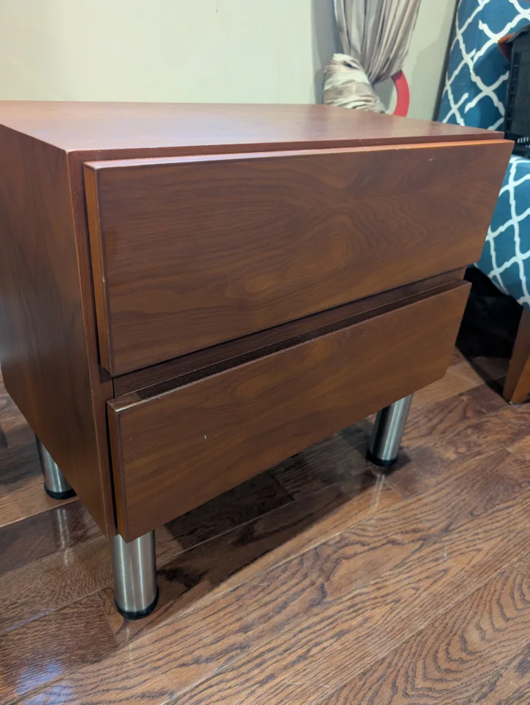 Wood Nightstand with Drawers image indicator(2)