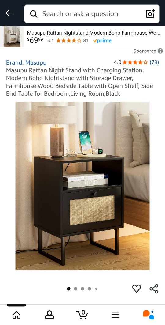 Masupu Rattan Nightstand - Modern Boho Style - photo 4