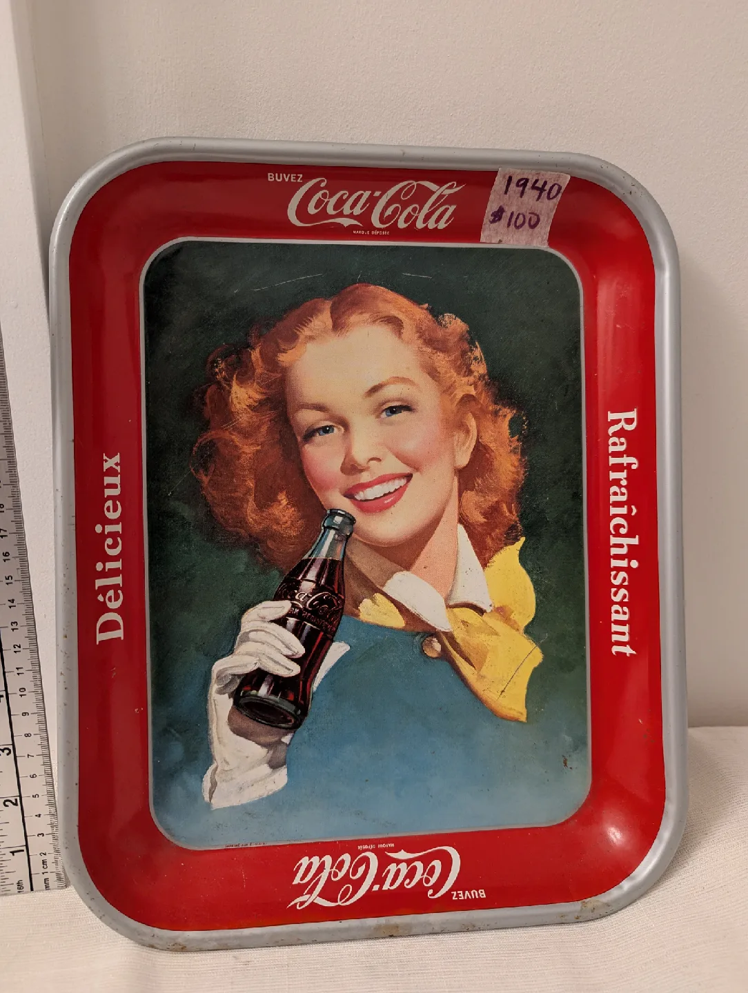 Vintage 1940 French Coca Cola 1940 Serving Tray Canadian image indicator(3)