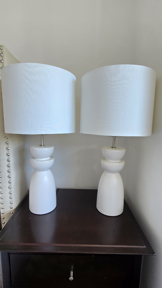 Pair of White Ceramic Table Lamps