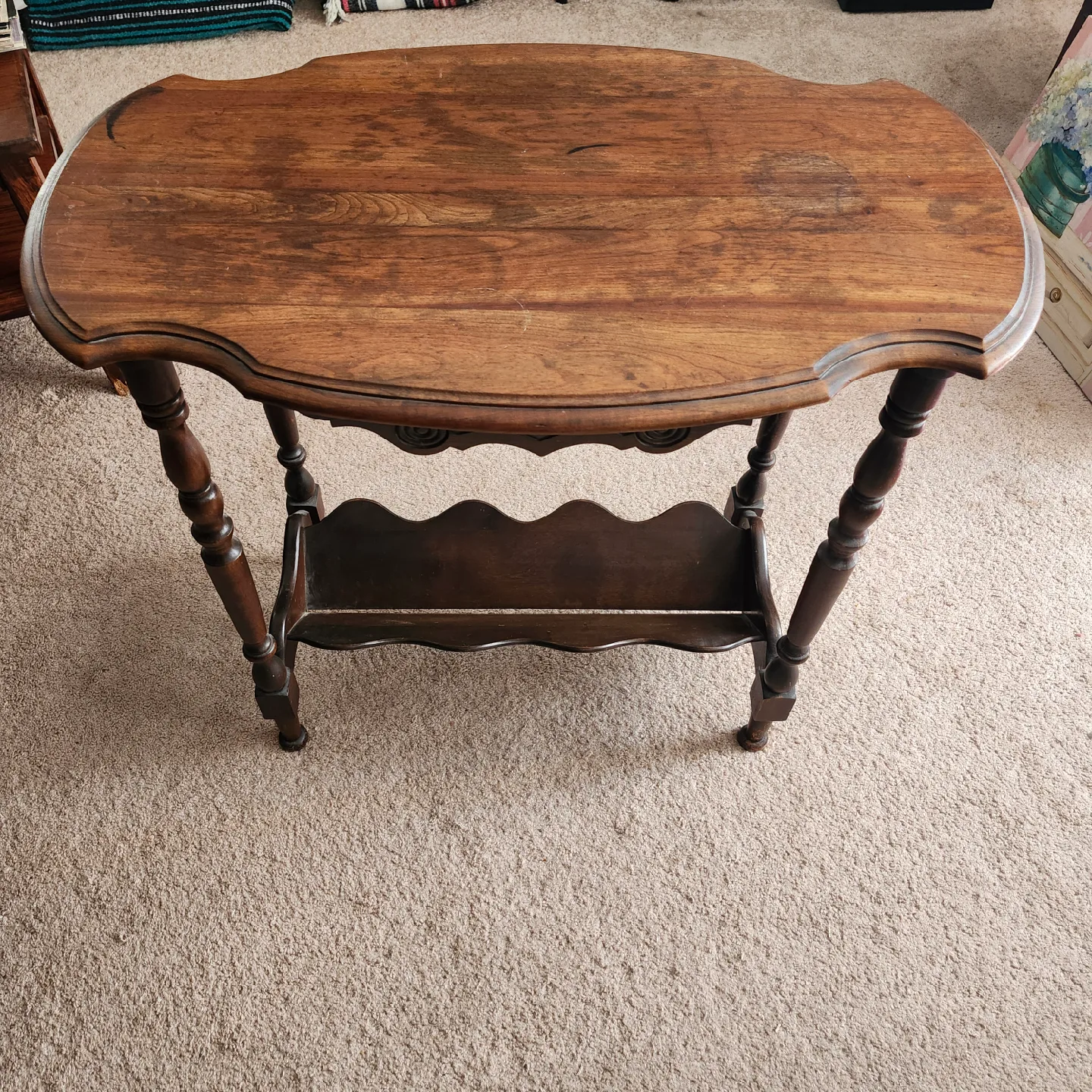 Antique Dark Wood Side Table thumbnail