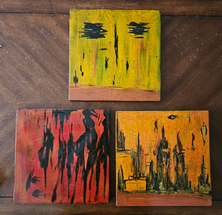 Set of 3 Abstract Art Tiles