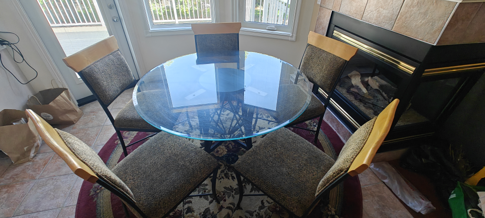 Glass Round Dining Table with 5 Chairs