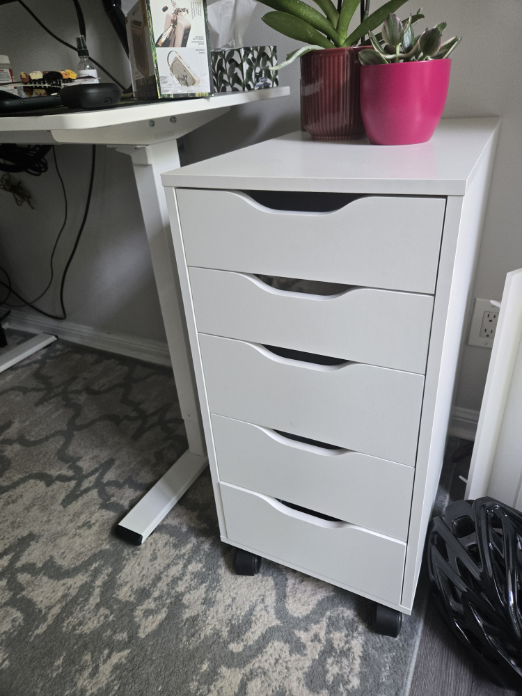 Ikea Alex White 5 Drawer Unit with Wheels
