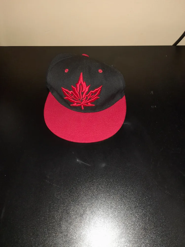 Red & Black Maple Leaf Baseball Cap thumbnail