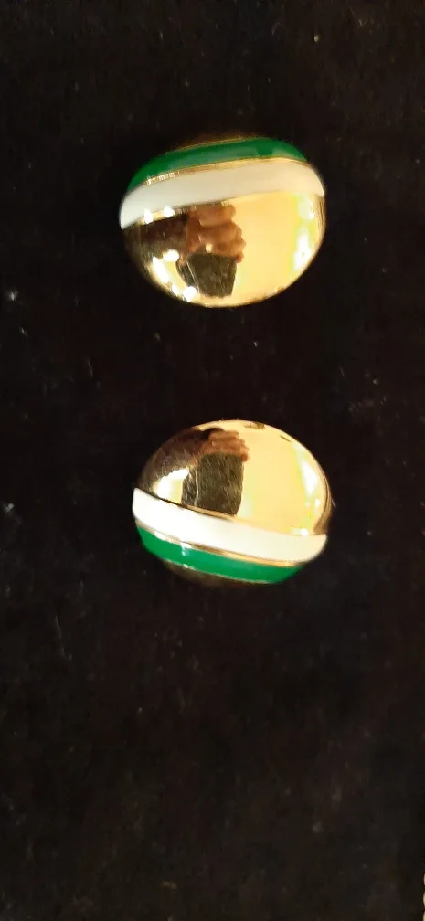 Vintage Monet Gold Tone Button Earrings thumbnail