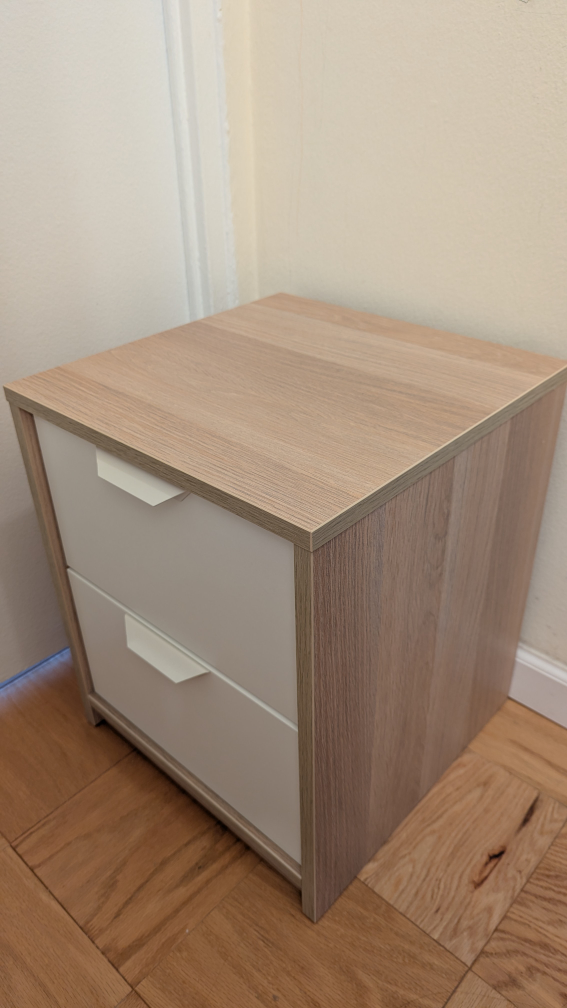 IKEA Wood and White 2-Drawer Nightstand