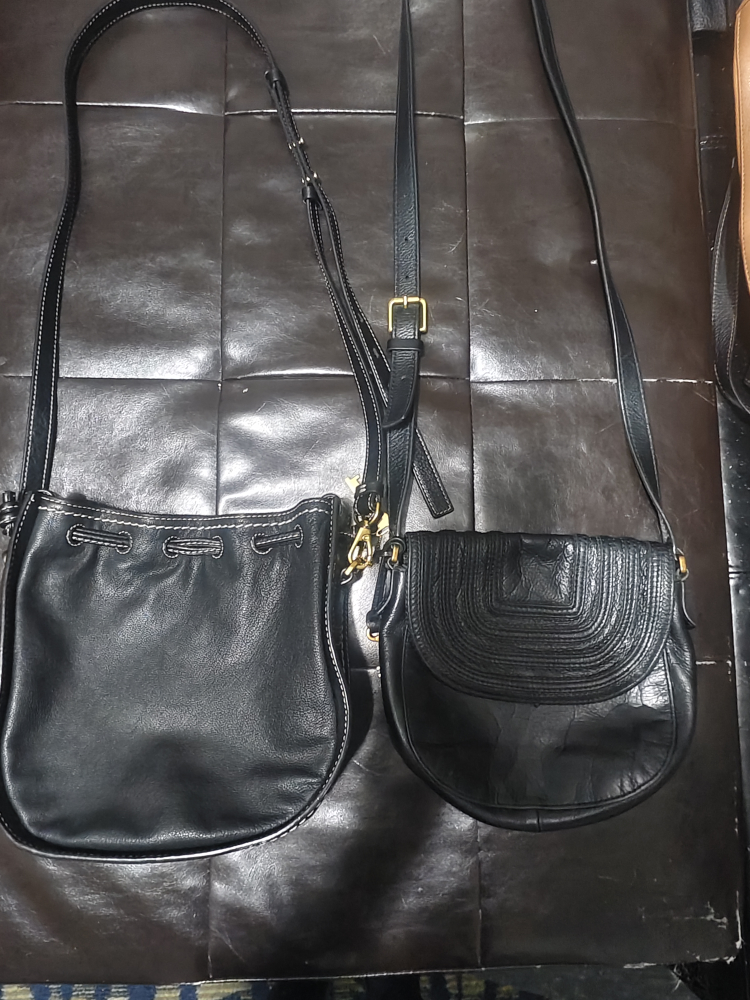 Fossil Black Leather Crossbody Purses