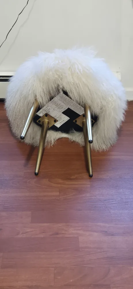 White Mongolian Fur Ottoman