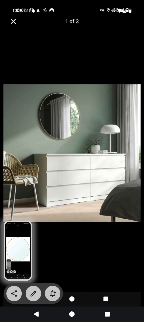 IKEA Round Mirror with Gold Frame