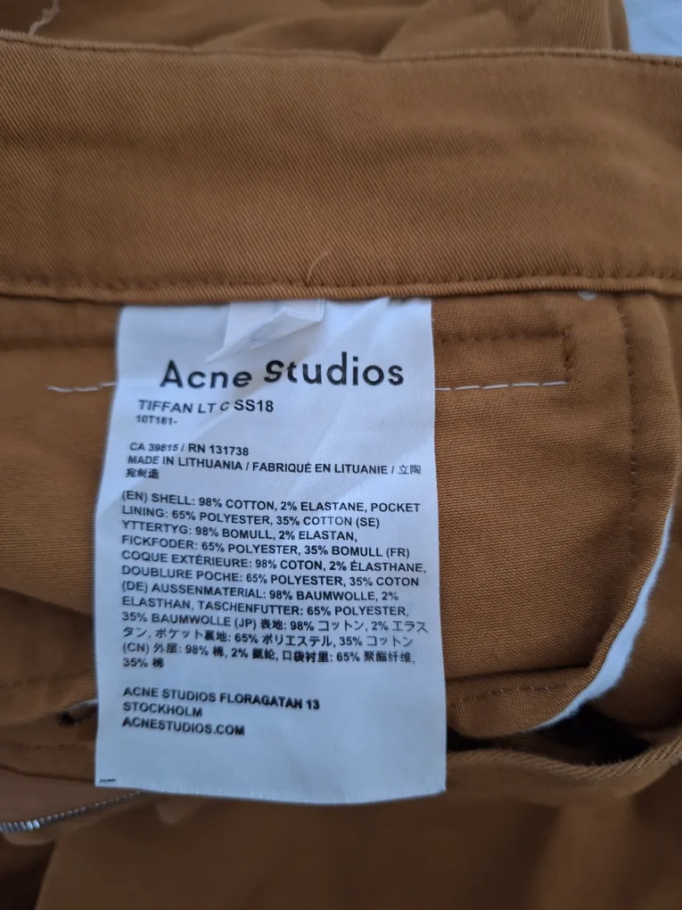 Acne Studios Tiffan Lt C SS18 Brown Pants
