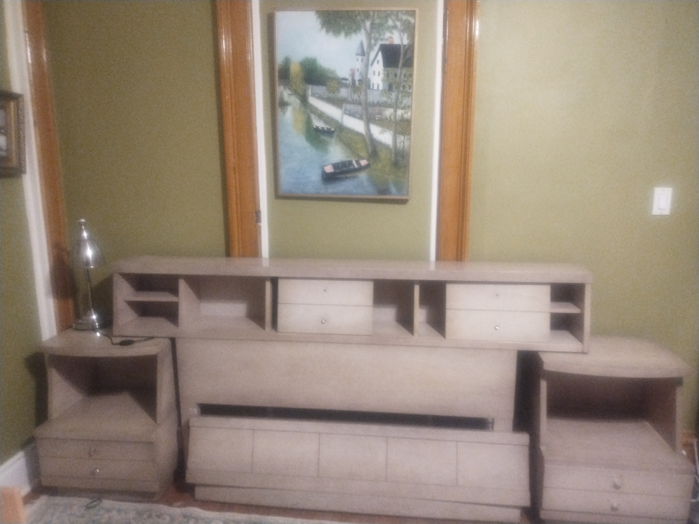 headboard baseboard and side tables set for Queen bed