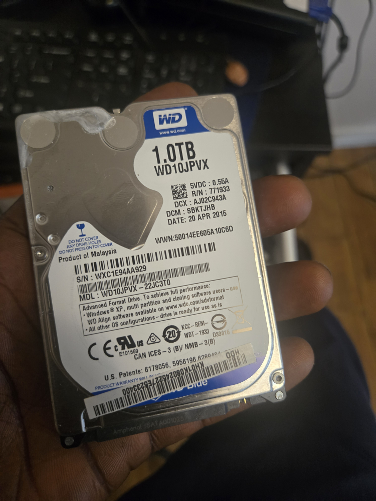 WD 1.0TB Hard Drive - WD10JPVX
