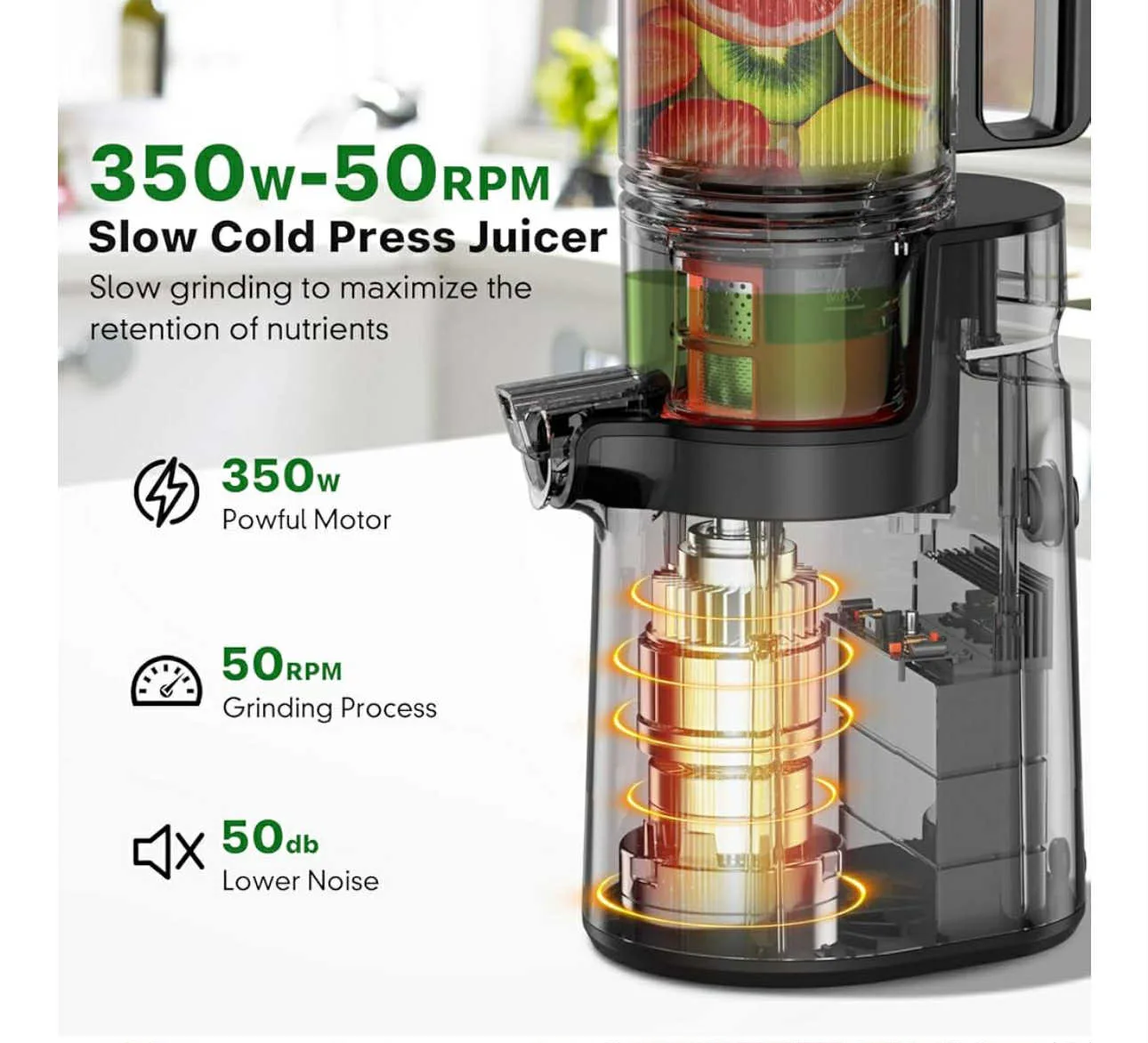 LRZ Fourth Masticating Juicer - Slow Cold Press image indicator(5)