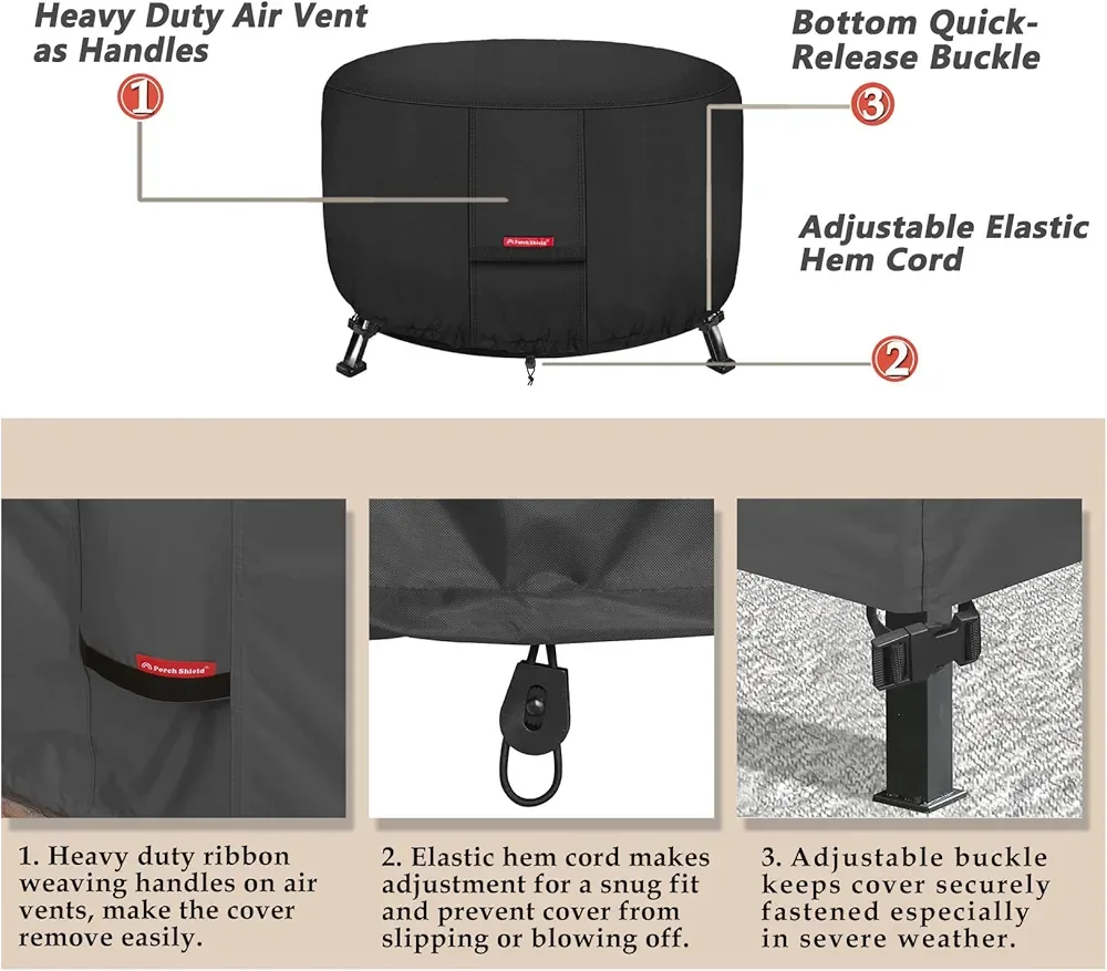 Porch Shield Round Patio Fire Pit Cover - 40" x 20" image indicator(4)