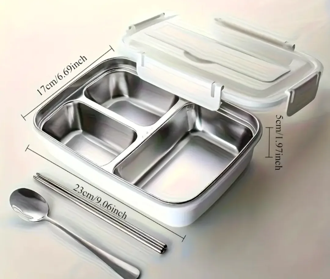 brand new 304 stainless steel lunch box with 3 compartments thumbnail