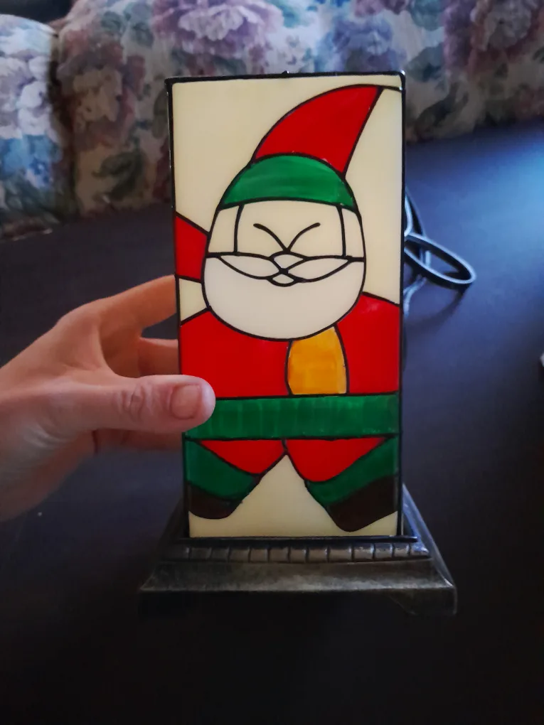 Vintage Santa Stained Glass Accent Lamp