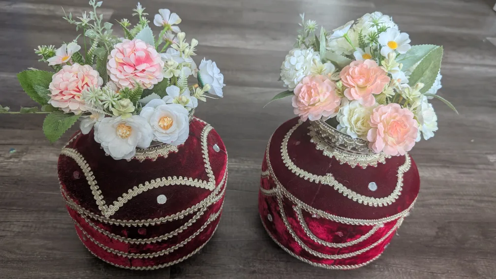 Floral Arrangement in Decorative Velvet Pot thumbnail