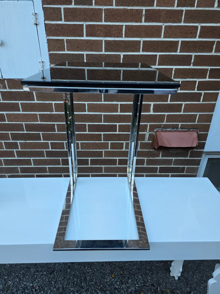 Black Glass Top Side Table with chrome frame thumbnail