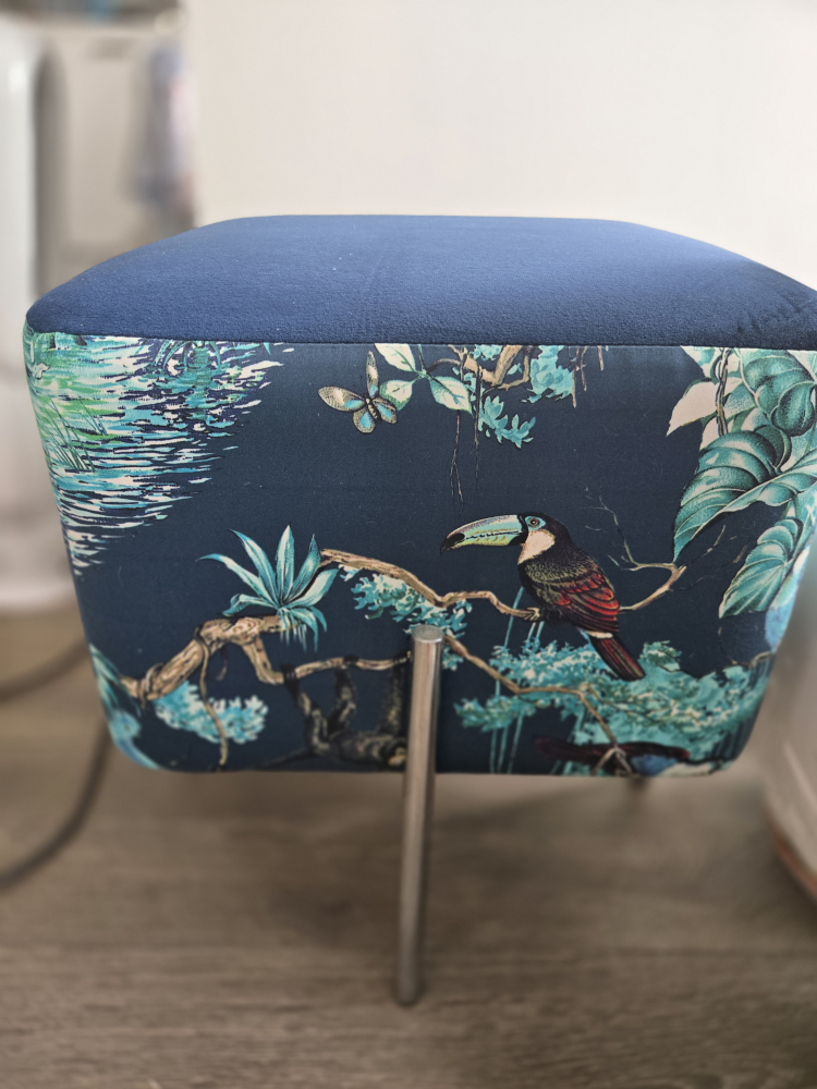 Stylish Navy Blue Animal Print Footstool - photo 2