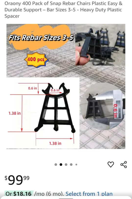 Oraony Snap Rebar Chairs - 400 Pack thumbnail