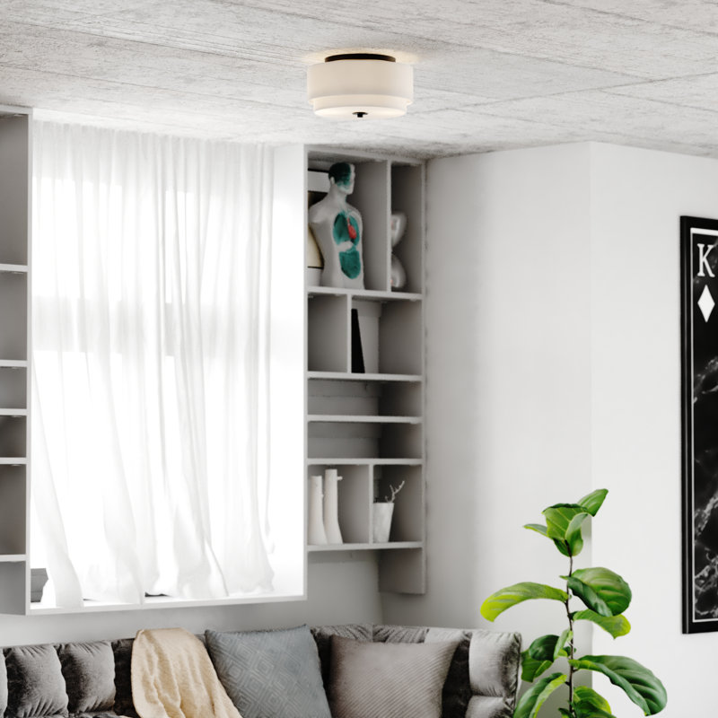 13" White Drum Ceiling Light - photo 4