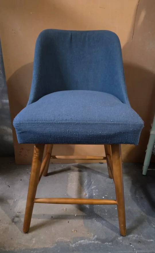 Set of 2 Blue Upholstered Stool Dining Chairs image indicator(2)