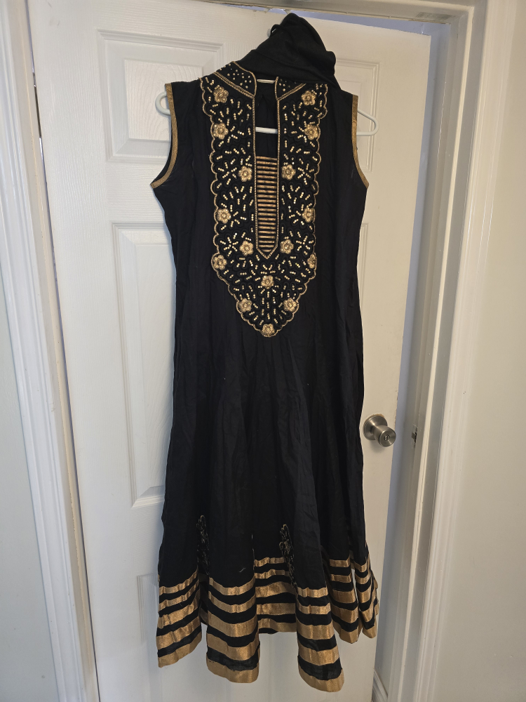 Black & Gold Embroidered Dress