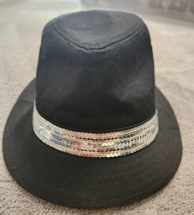 Black Fedora Hat with Sequin Band - O/S thumbnail
