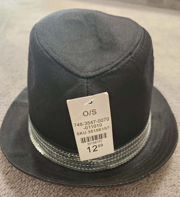 Black Fedora Hat with Sequin Band - O/S image indicator(3)