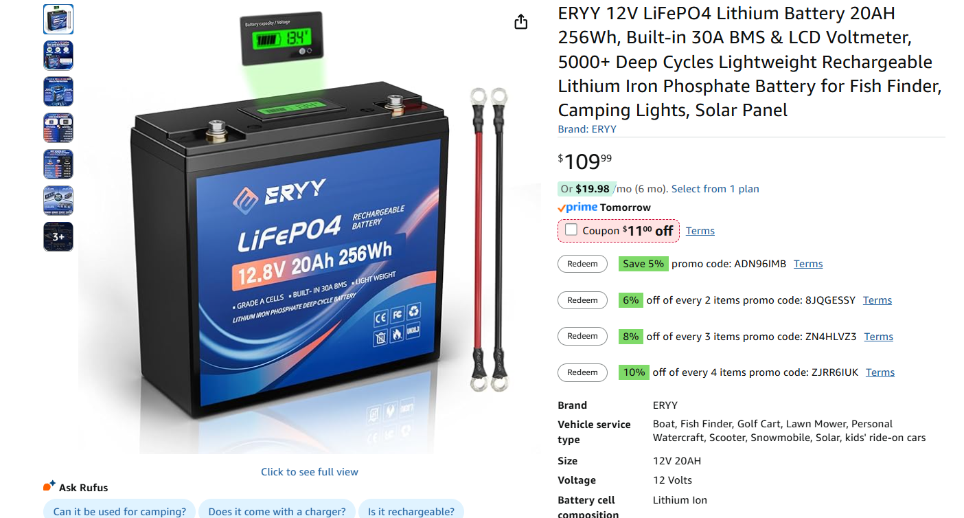 12V LiFePO4 Lithium Battery BNIB - photo 2