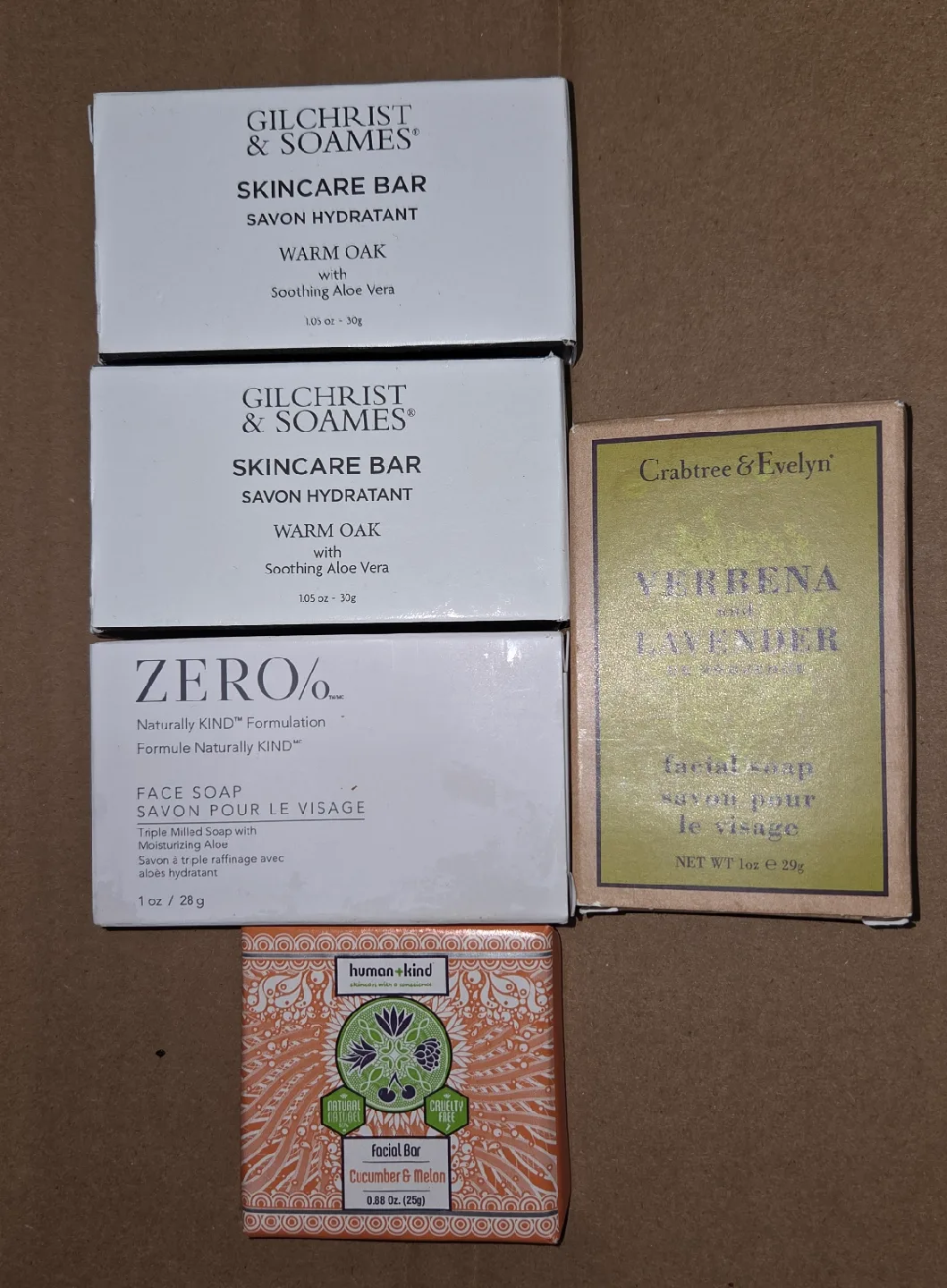 Assorted Skincare Bars: Gilchrist & Soames, Crabtree & Evelyn