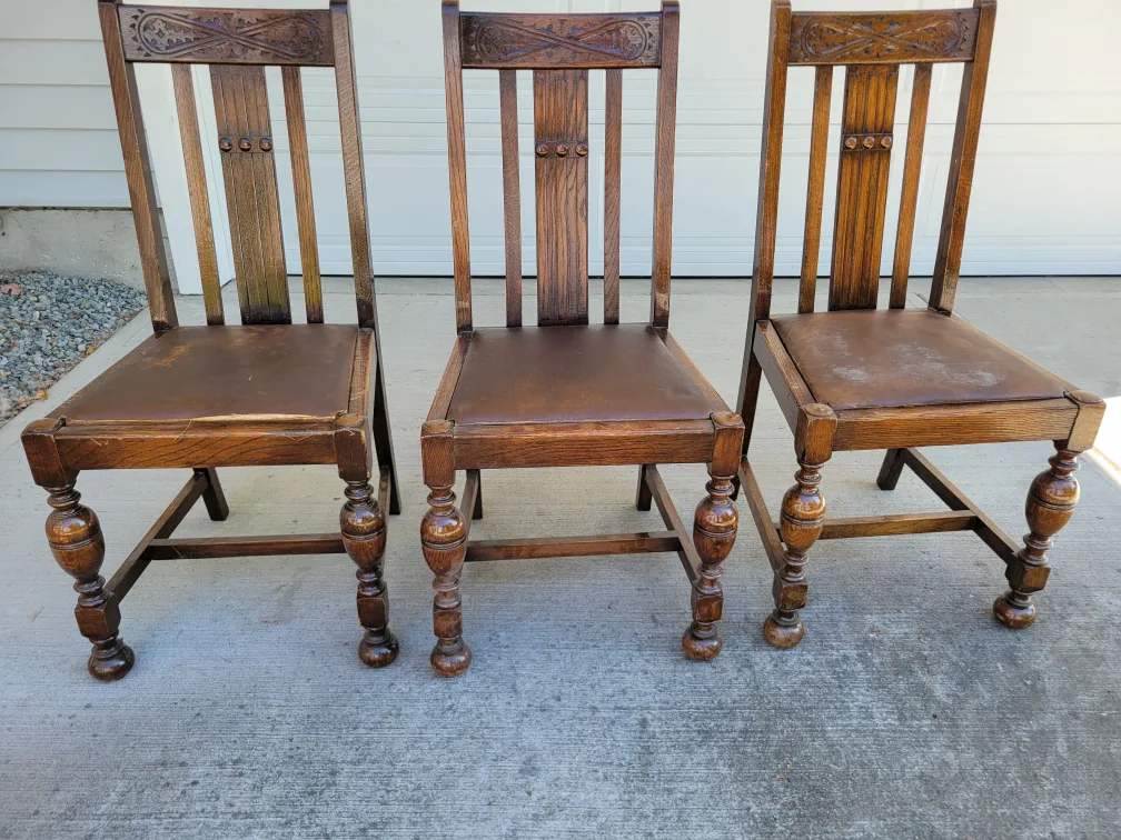 Antique Oak Dining Chairs - Set of 3 image indicator(2)