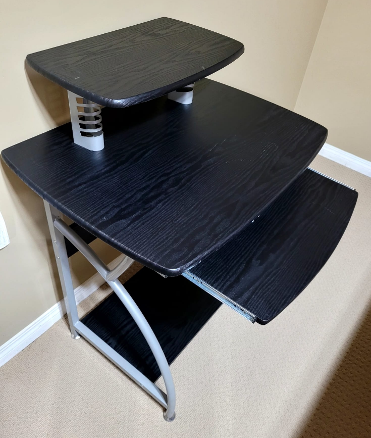 Black Computer Desk with Pull-Out Keyboard Tray - photo 2