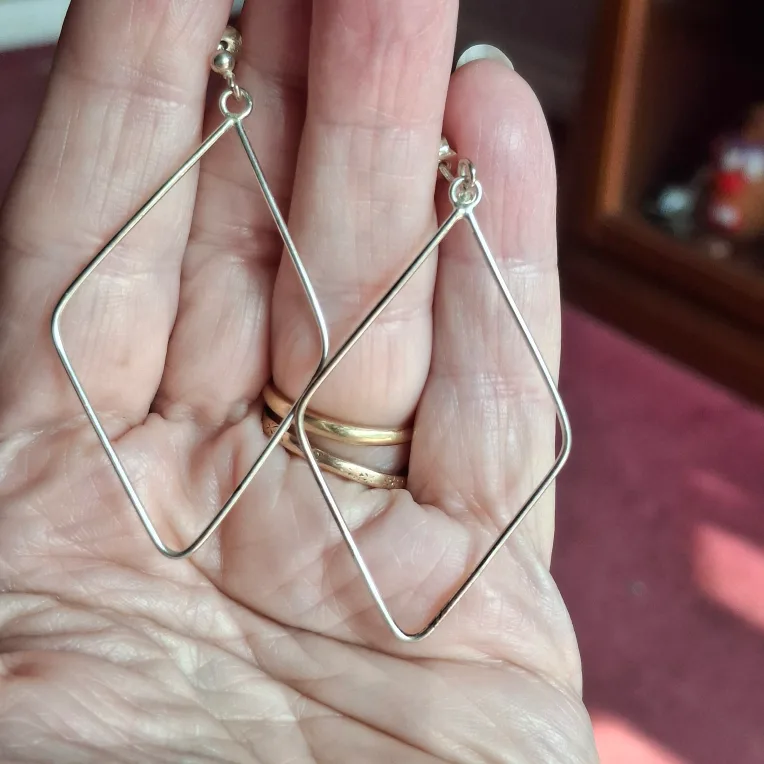 Sterling Silver Drop Earrings - Diamond Shape thumbnail