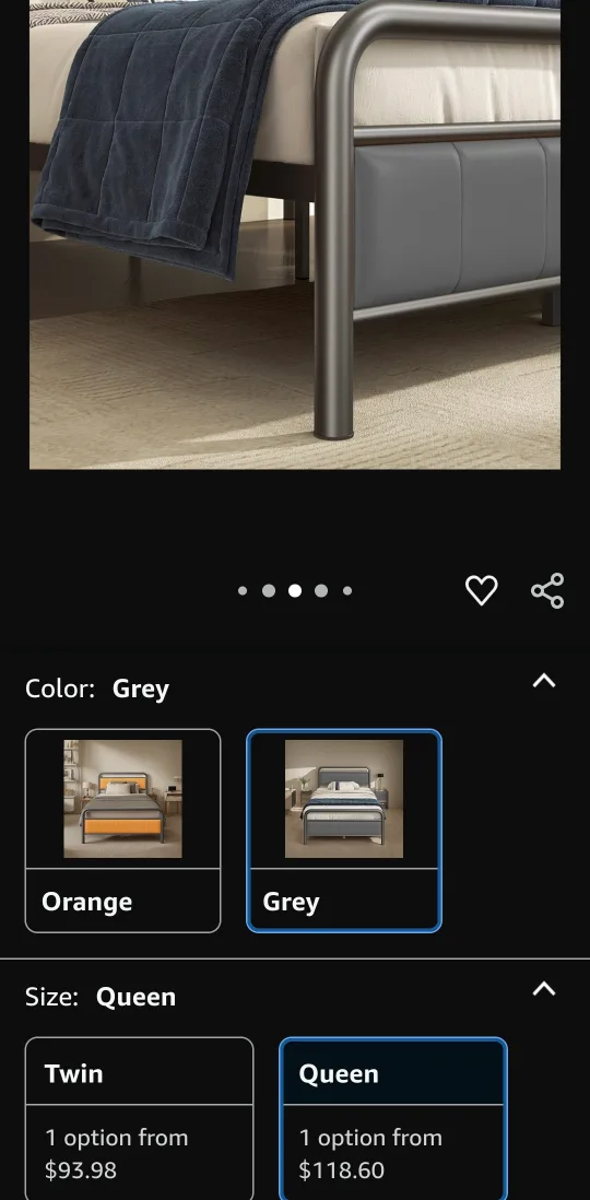 Soges Queen Platform Bed with Upholstered Headboard - Grey image indicator(2)