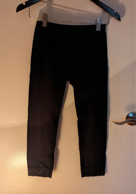 Black Leggings with Lace Trim - Women's Medium thumbnail