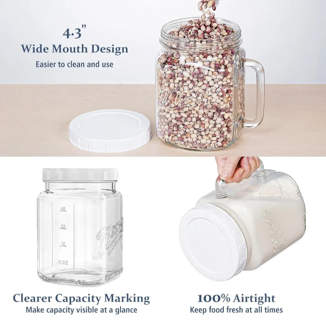 74 oz Large Mason Jars, Wide Mouth Glass Jar with Lid image indicator(5)
