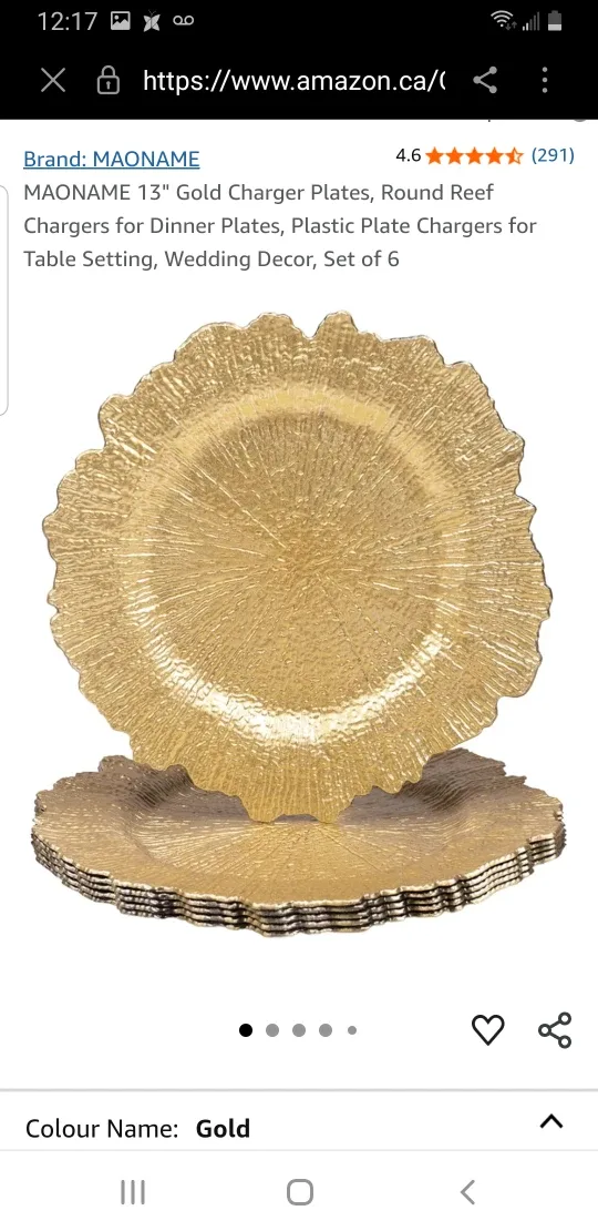 MAONAME 13" Gold Charger Plates - Set of 10 thumbnail