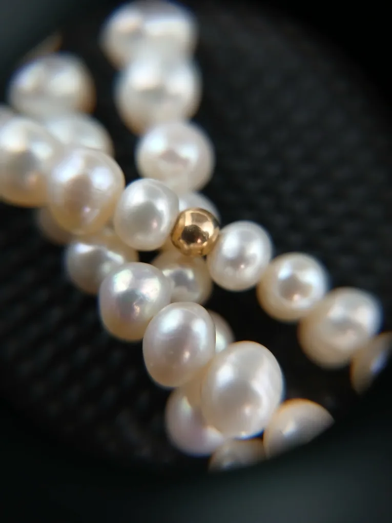 2.2mm 3 Strand Fresh Water Pearl Necklace - 16", 14k Beads, etc. image indicator(2)